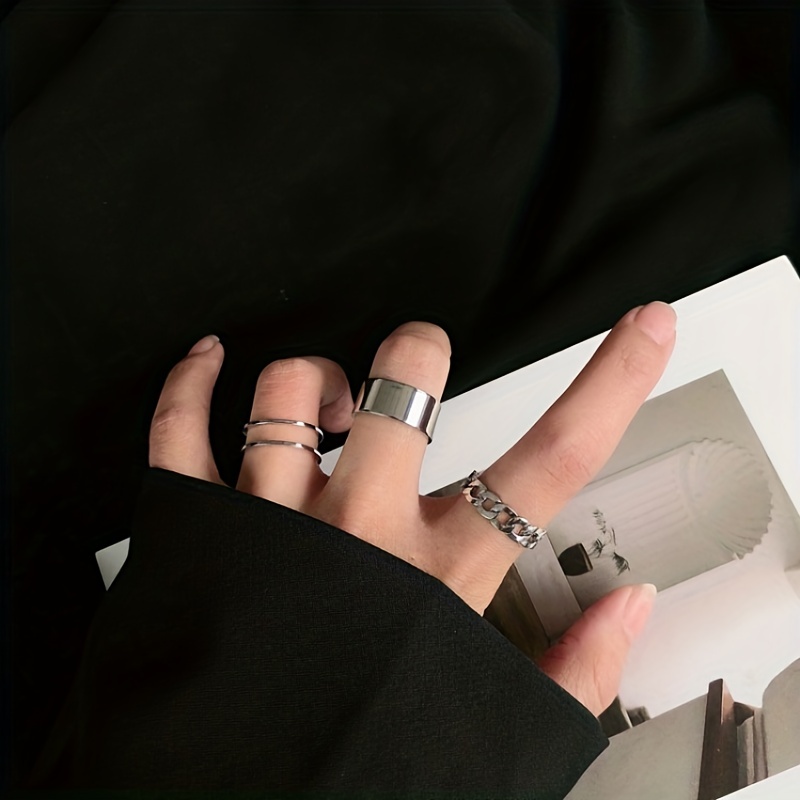 Hip hop Open Adjustable Ring Three Pieces Finger Ring
